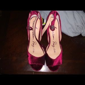 Velvet high heels